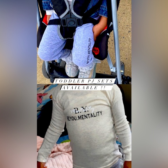 Toddler PJ Set Cream/Grey Combo - Handcrafted by BeYou.Mentality - Picture 3 of 4